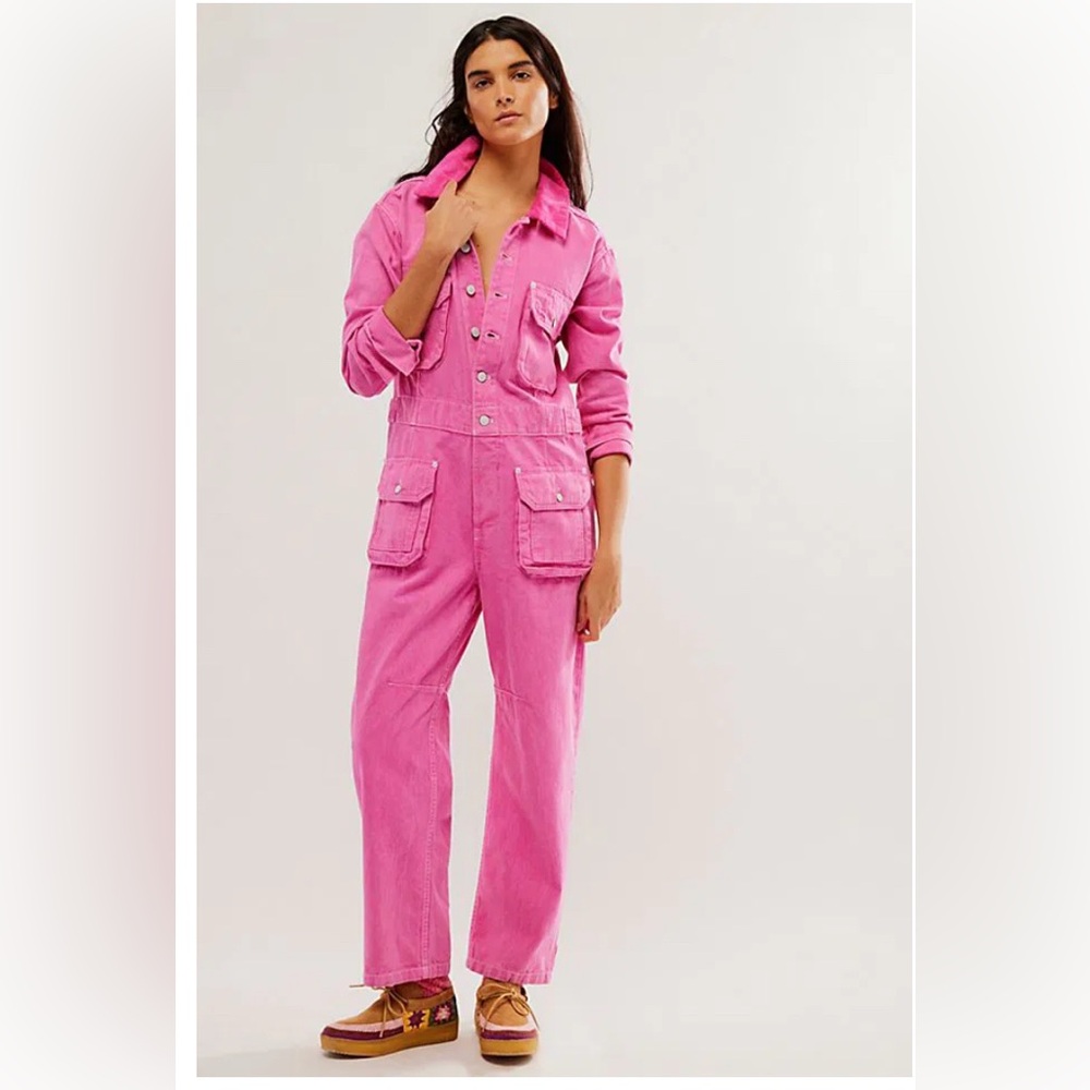 Free People Geronimo Jumpsuit Coverall We The Free - PINK -  MEDIUM - NEW